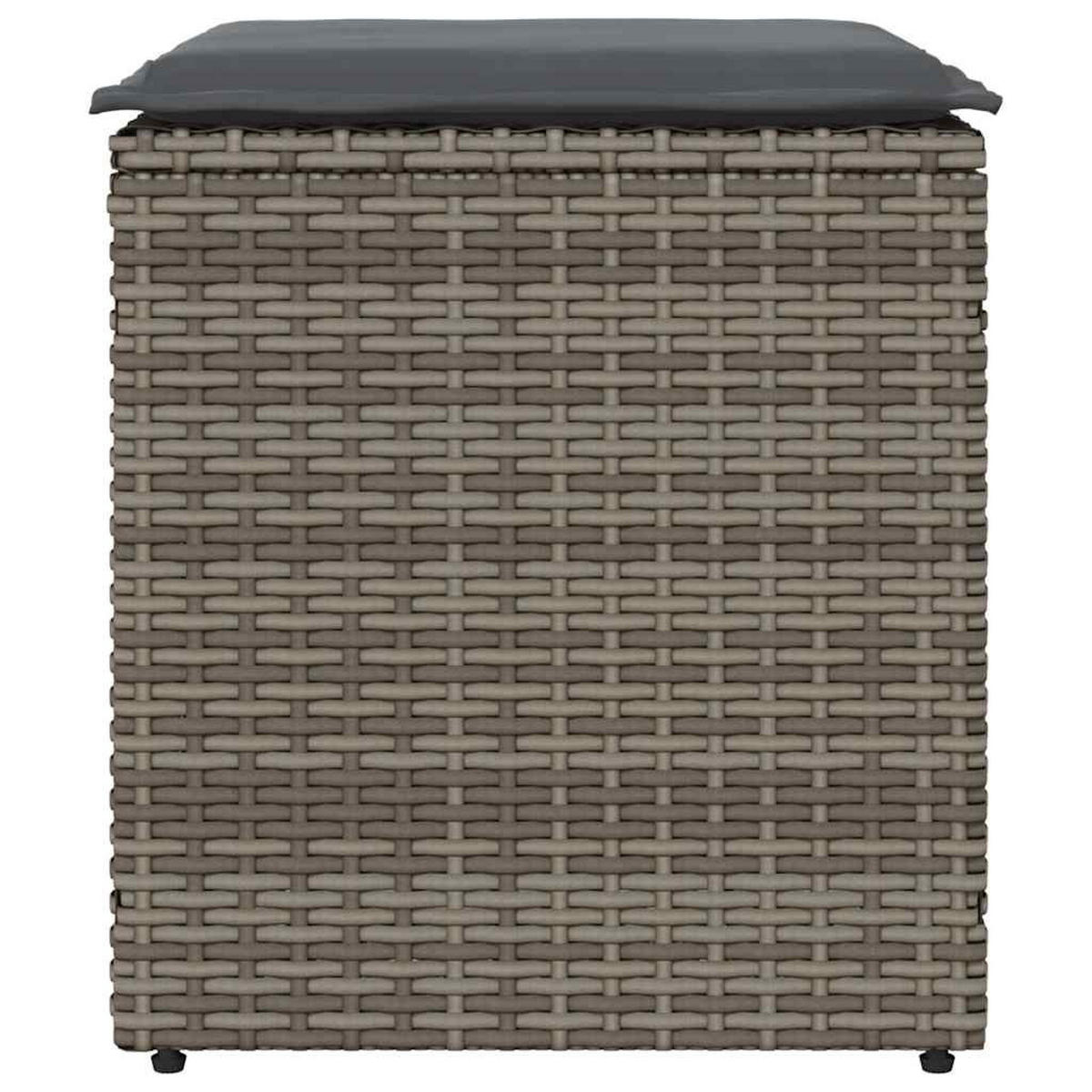 GARTENHOCKER Mit Kissen 2er Set Grau 40/40/43 Cm Poly Rattan - Grau, Kunststoff (40/43/40cm) - vidaXL