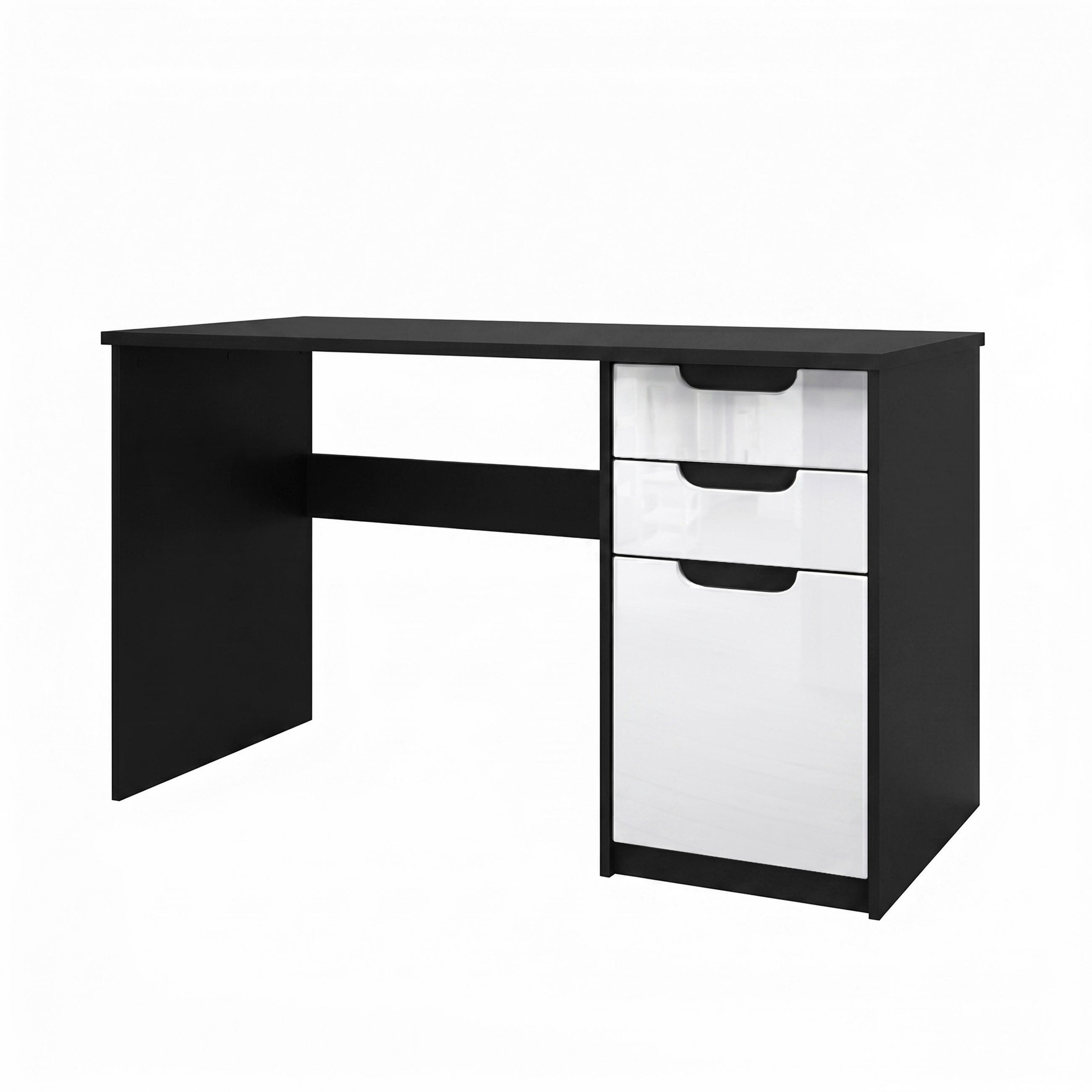 RADNI stol Logan Crna mat/Bijela visoki sjaj (129 x 76 x 60 cm) - bijela visoki sjaj, drvni materijal (60/129/76cm) - Vladon