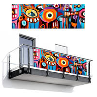 BALKON-SICHTSCHUTZ Abstrakt - Gesicht - Farbenfroh - Multicolor, Kunststoff (300/100cm) - MuchoWow