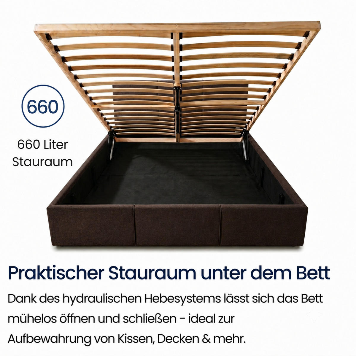 POLSTERBETT mit Stauraum 140x200 cm in Schokoladenbraun - Dunkelbraun, Holzwerkstoff (140/200cm) - Home Collective