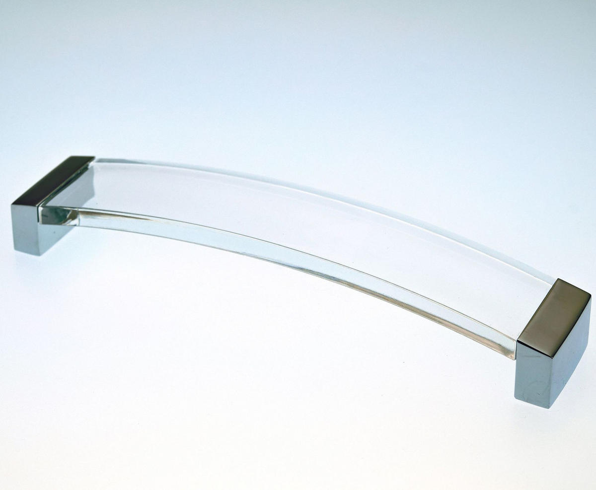 MÖBELGRIFF BA 160mm Küchengriff Acrylglas & Chrom glänzend Schrankgriff modern - Chromfarben, Metall (3.2/2.8/17cm)