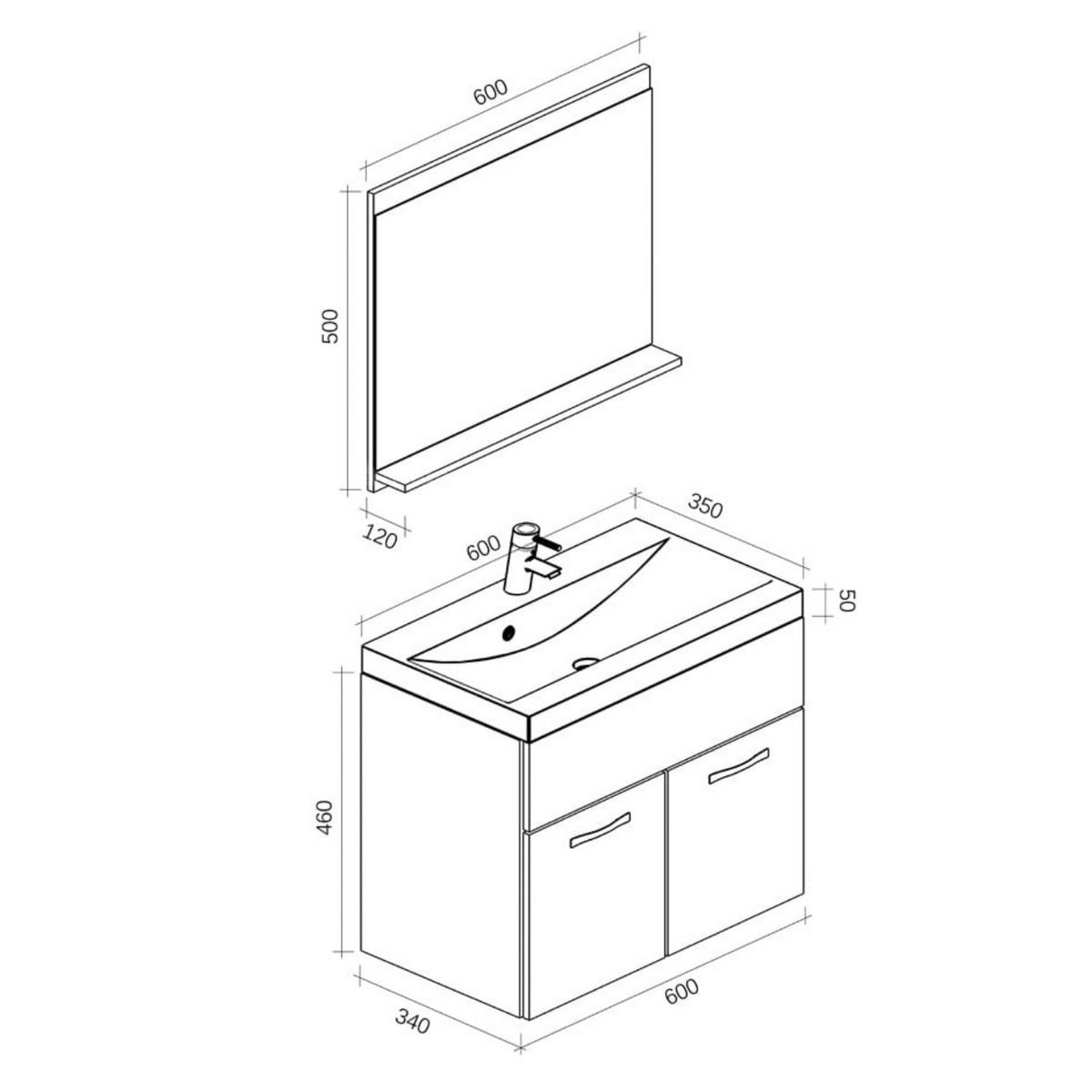 BADMÖBEL-SET Montreal 02 3 Teile Braun Eiche - 60 x 35 x 51 cm - Chromfarben/Eichefarben, Holz/Metall (60/51/35cm) - Badplaats