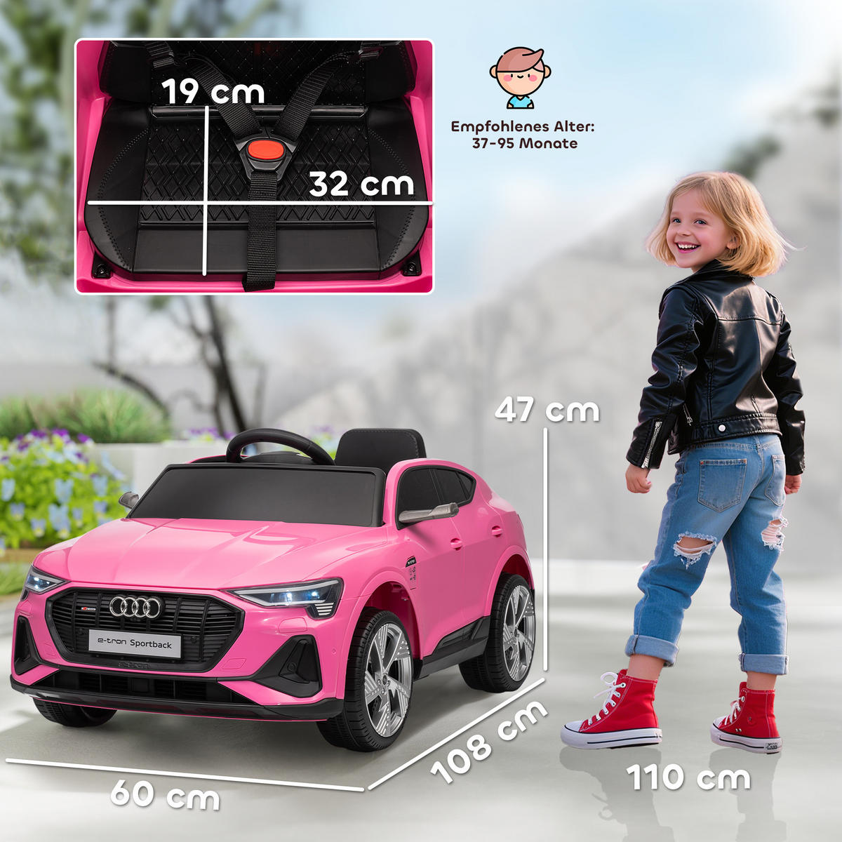 FAHRZEUGE zum Draufsitzen Rosa 108.0/60.0/47.0cm - Rosa, Kunststoff (108/60/47cm)
