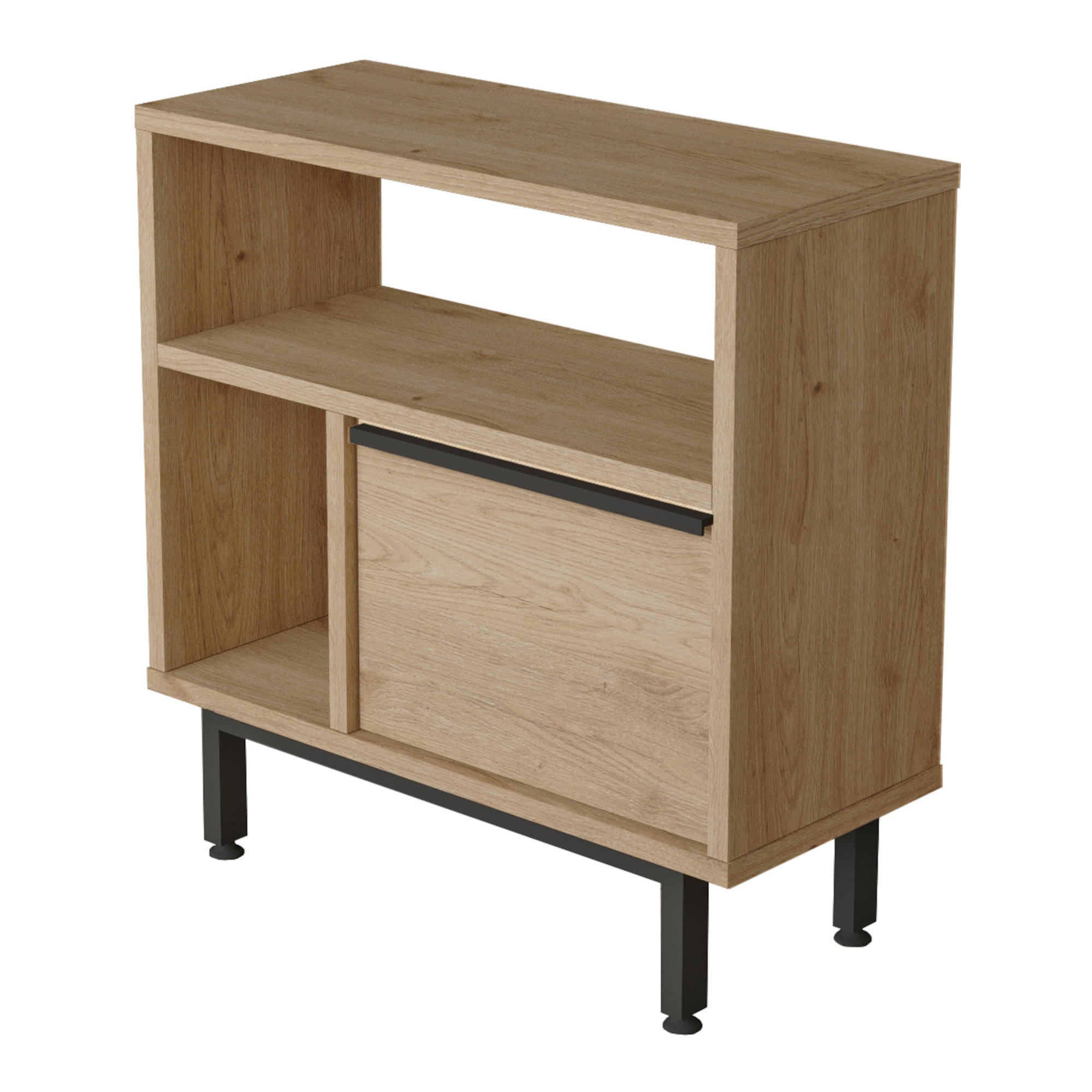 BEISTELLTISCH Vesanto - Eichefarben/Schwarz, Holzwerkstoff/Metall (25.5/60/60cm) - [en.casa]