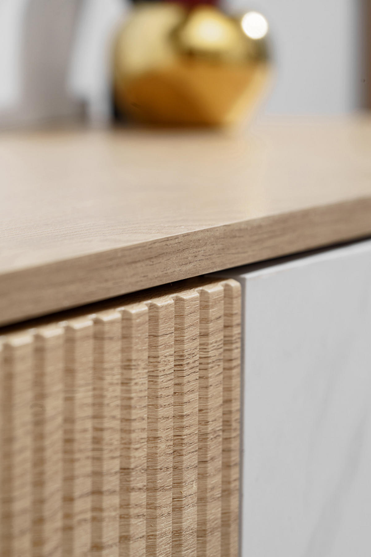 TV-LOWBOARD Cremona Eiche, Marmor weiß 160 cm hängend, TV Unterschrank Set mit Wandpaneel - Eichefarben/Weiß, Holzwerkstoff (160/148/35cm) - Inn.Furn