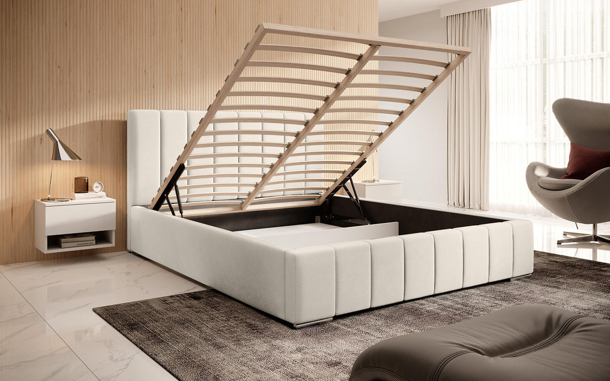 POLSTERBETT ALVORA 120x200 cm, Creme - Creme, Textil (200/120cm) - Fedve