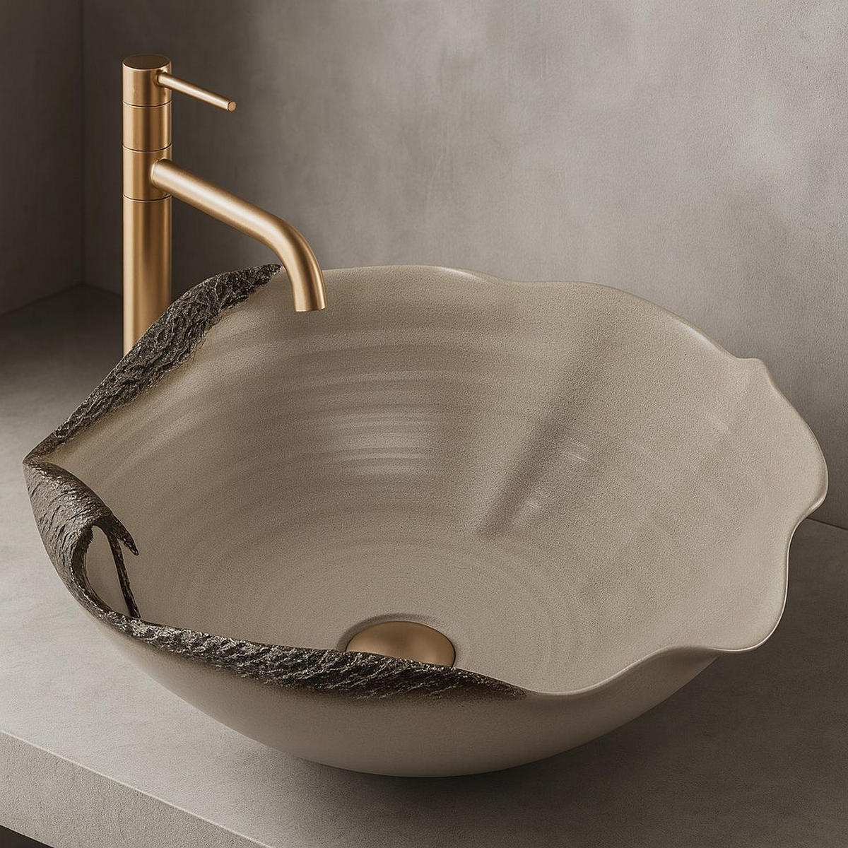 AUFSATZWASCHBECKEN Rea Hm-22 Handmade Art - Beige, Keramik (44/18/49cm) - REA