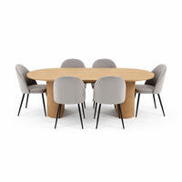 ESSGRUPPE 7-TLG. Kyoto Naturfarben, Grau - Naturfarben/Grau, Holzwerkstoff/Textil (210/75/100cm) - ebuy24