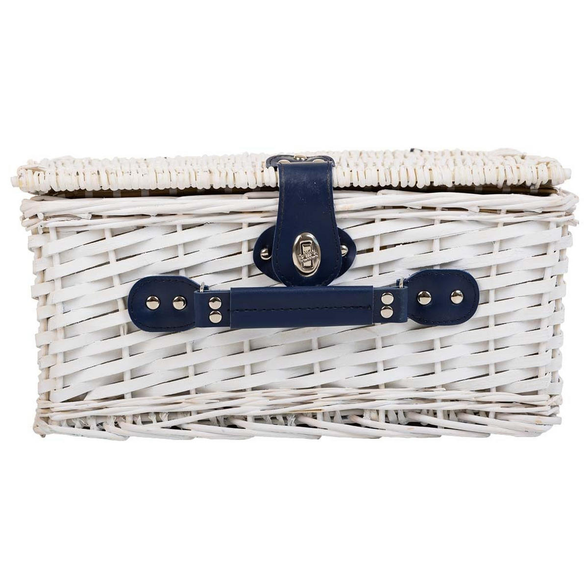 PICKNICKKORB, weiß, 40x28x19cm - Blau, Naturmaterialien (40/19/28cm) - Wanderlust