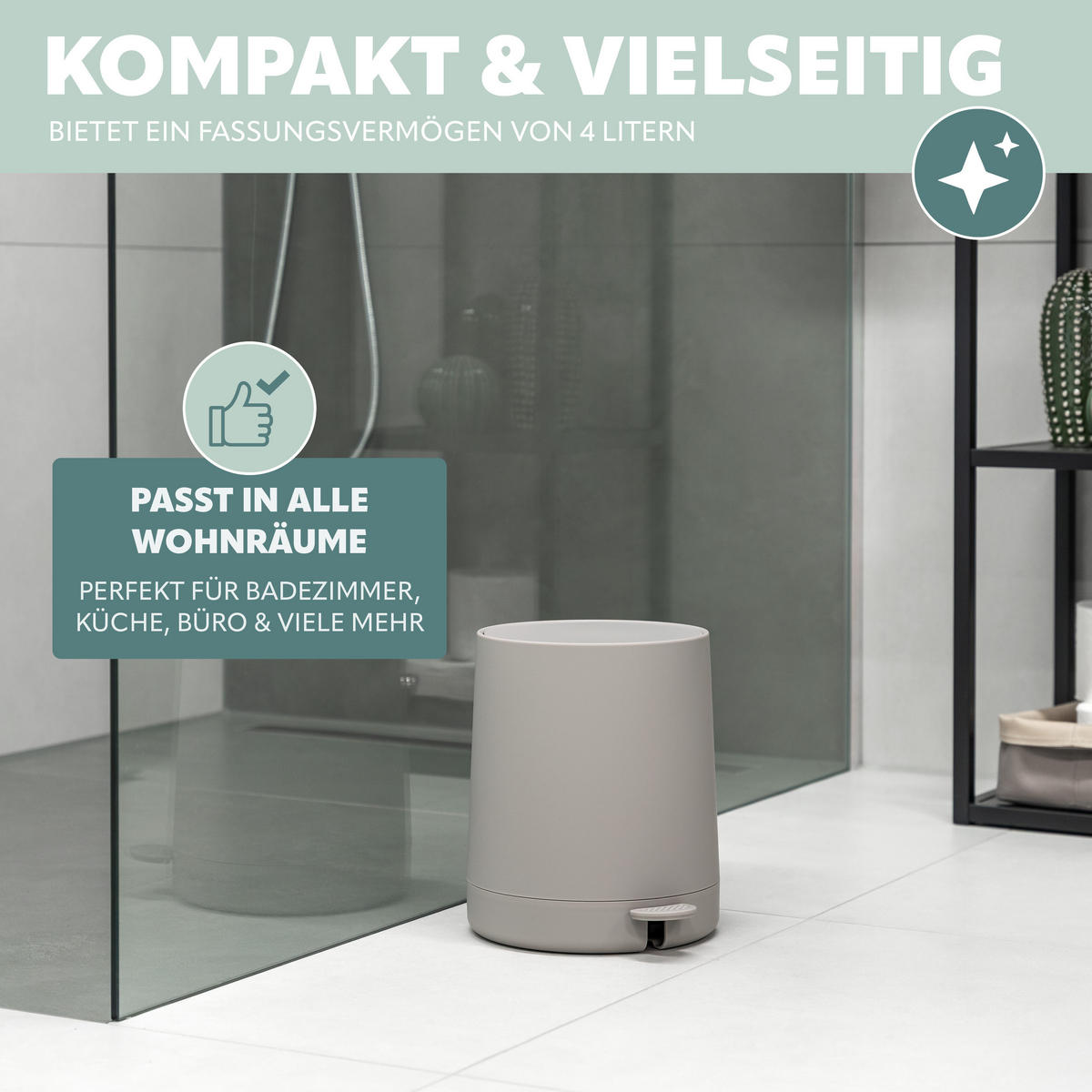 KOSMETIKEIMER TESERO, Kunststoff, taupe - Taupe, Kunststoff (22.5/25.5/25cm) - eluno