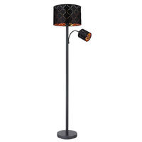 LED STEHLEUCHTE SUNNA Schwarz Metall Textil - Schwarz, Metall (35/35/162cm) - Globo Lighting
