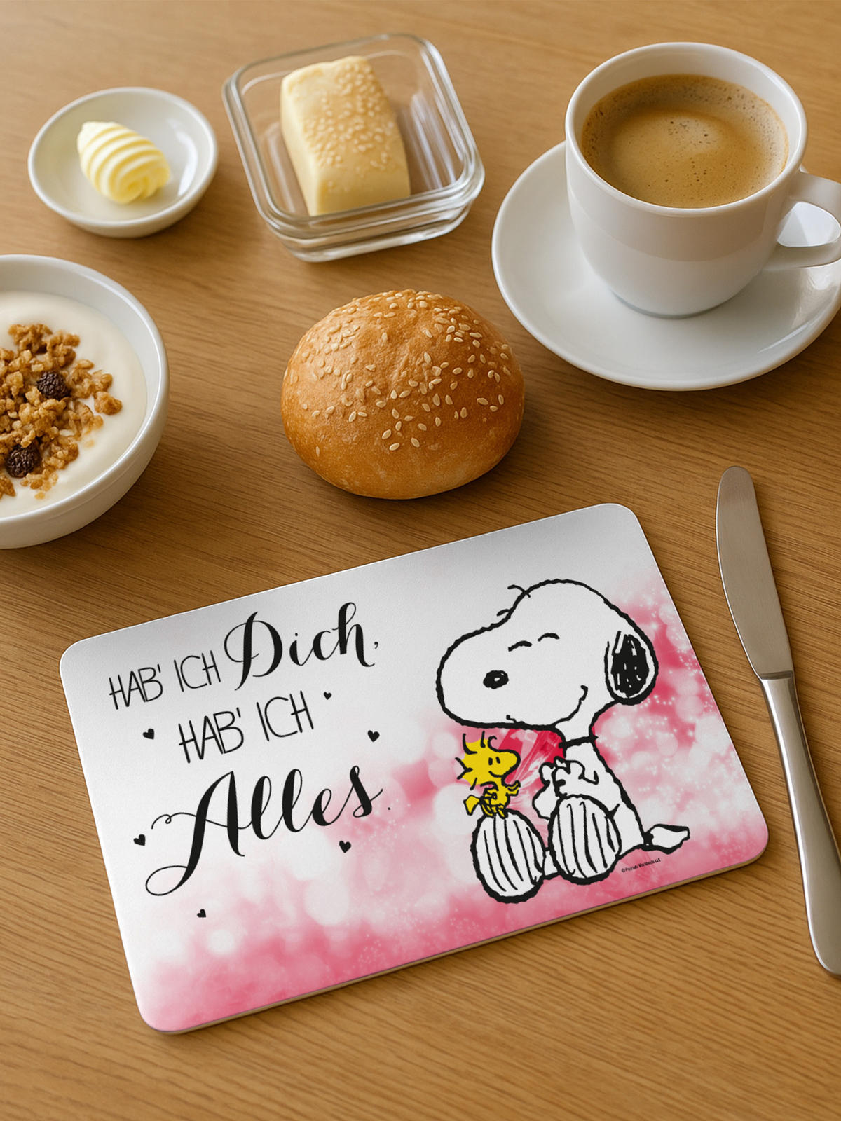 BRETTCHEN The Peanuts Snoopy Hab ich dich, hab ich alles Weiß/Rosa 14,5 x 23,5 cm - Multicolor, Kunststoff (14.5/23.5cm) - United Labels