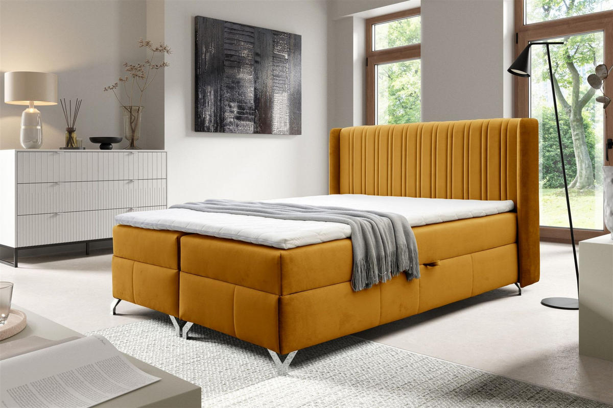 BOXBETT Damien - Gelb, Holzwerkstoff/Textil (120/200cm) - Fun Möbel
