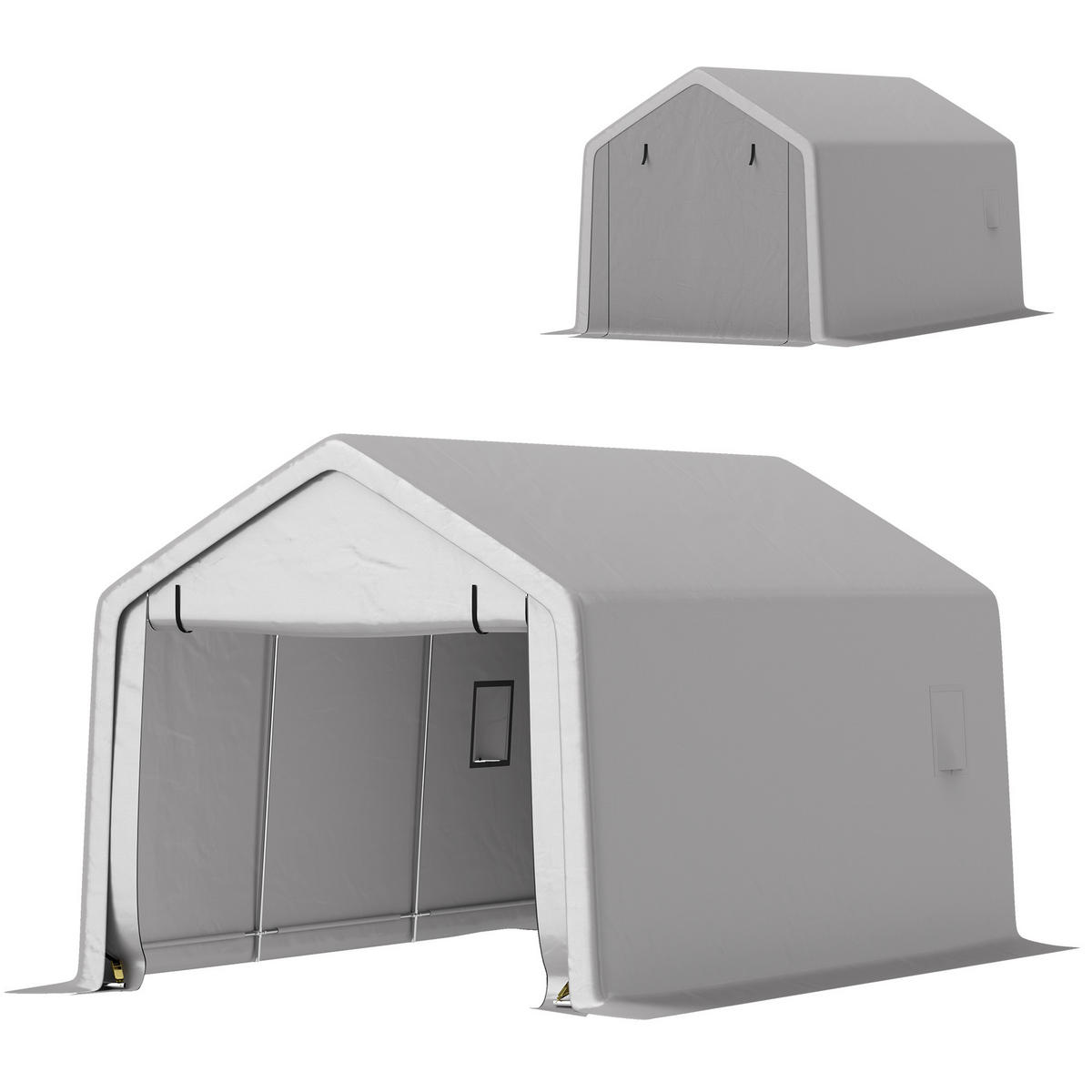 CARPORT DE-12661 300/520 cm 140 g/m² mit Rolltür Grau - Grau, Metall (300/275/520cm) - ComfortXL