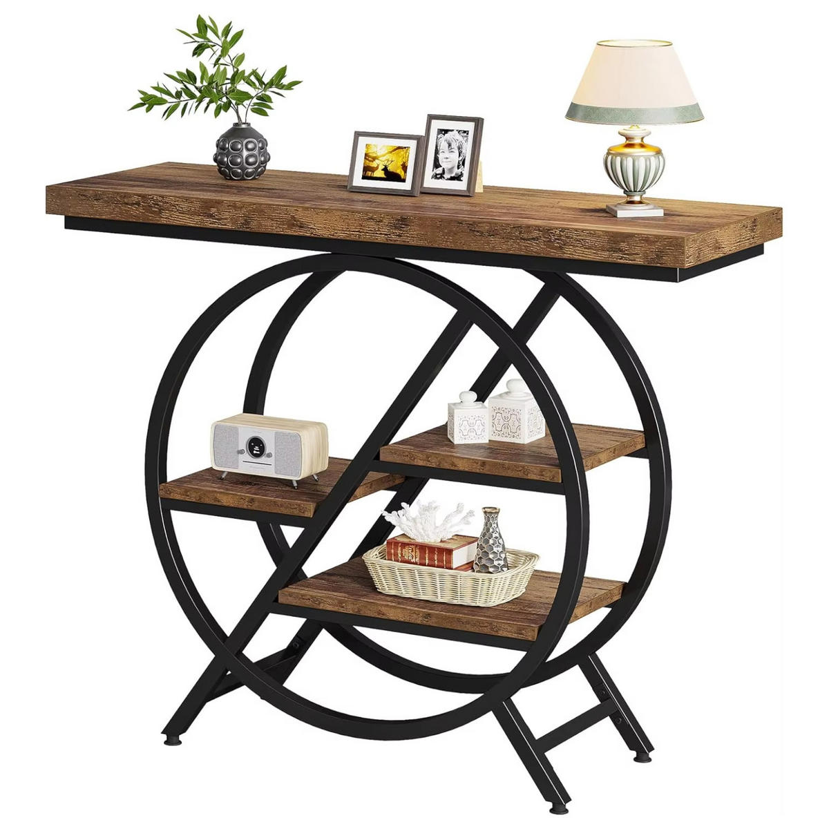 KONSOLENTISCH Holzoptik Braun Metall Schwarz 100×30×82 cm - Ahornfarben, Holzwerkstoff/Metall (30/100/82cm) - Quality Elegance