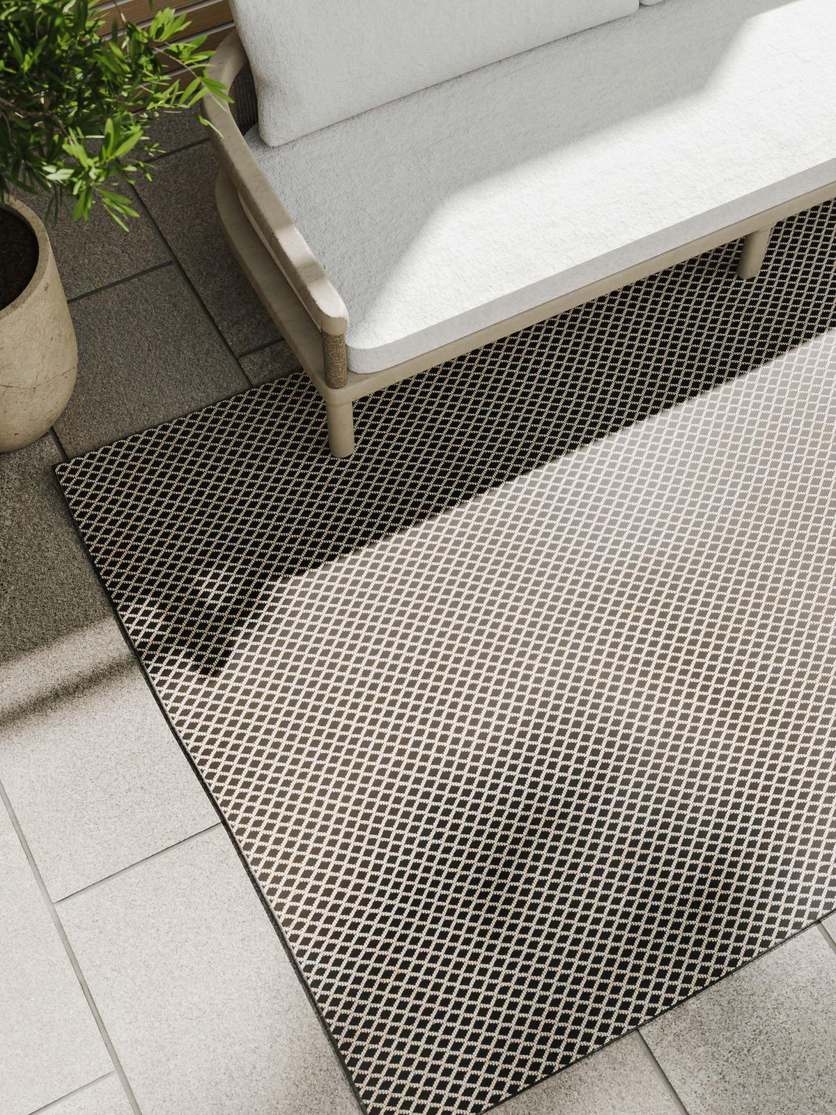 OUTDOORTEPPICH Lou Schwarz 240x350 cm - Schwarz, Kunststoff (240/350cm) - benuta