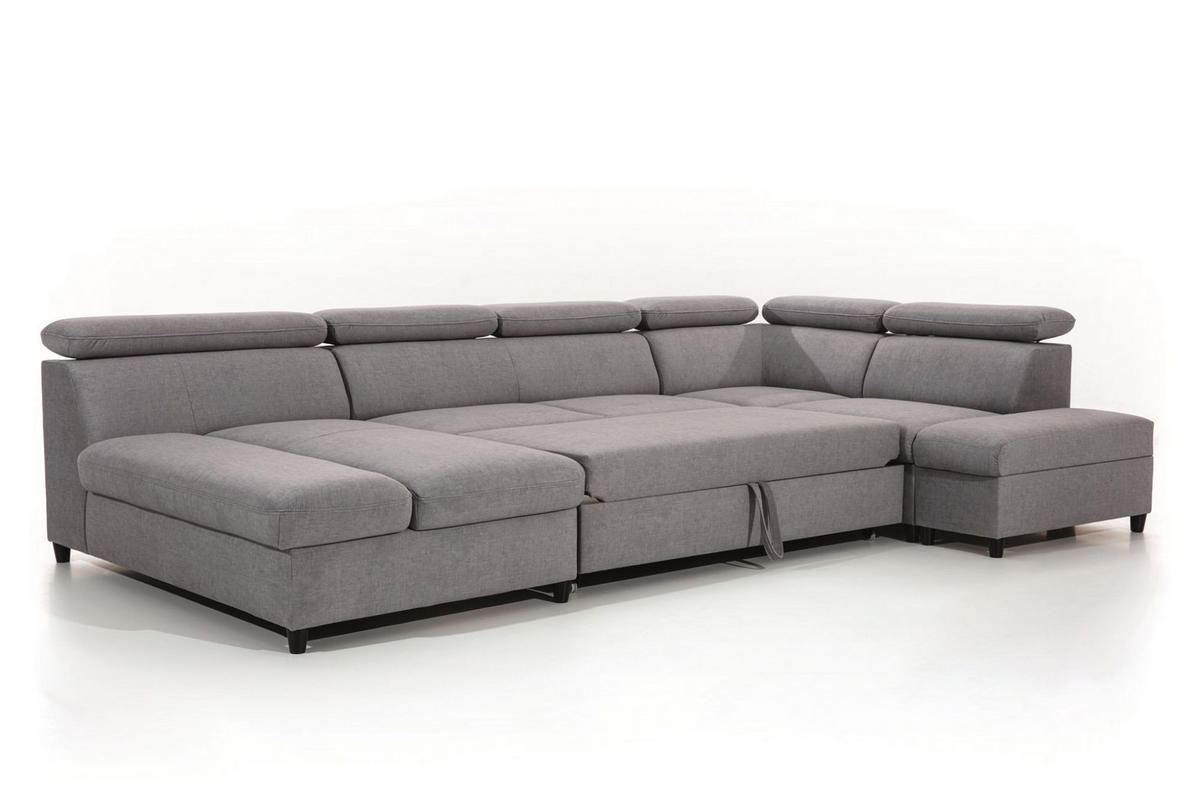 WOHNLANDSCHAFT Schlafsofa Anton - Hellblau, Holzwerkstoff/Textil (342/96/205cm) - Fun Möbel