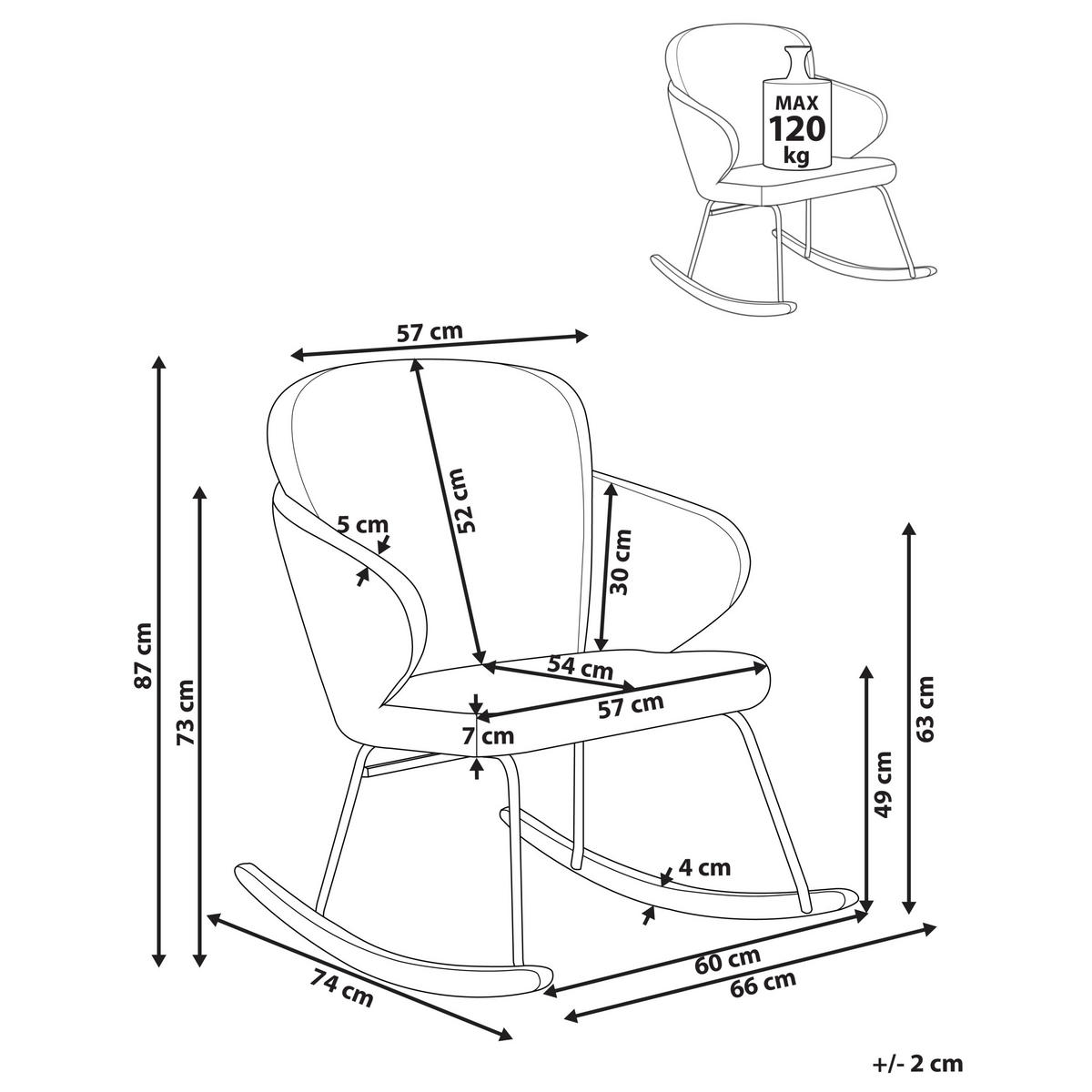 SCHAUKELSTUHL Taupe Viken - Taupe/Braun, Textil (66/87/74cm) - Beliani