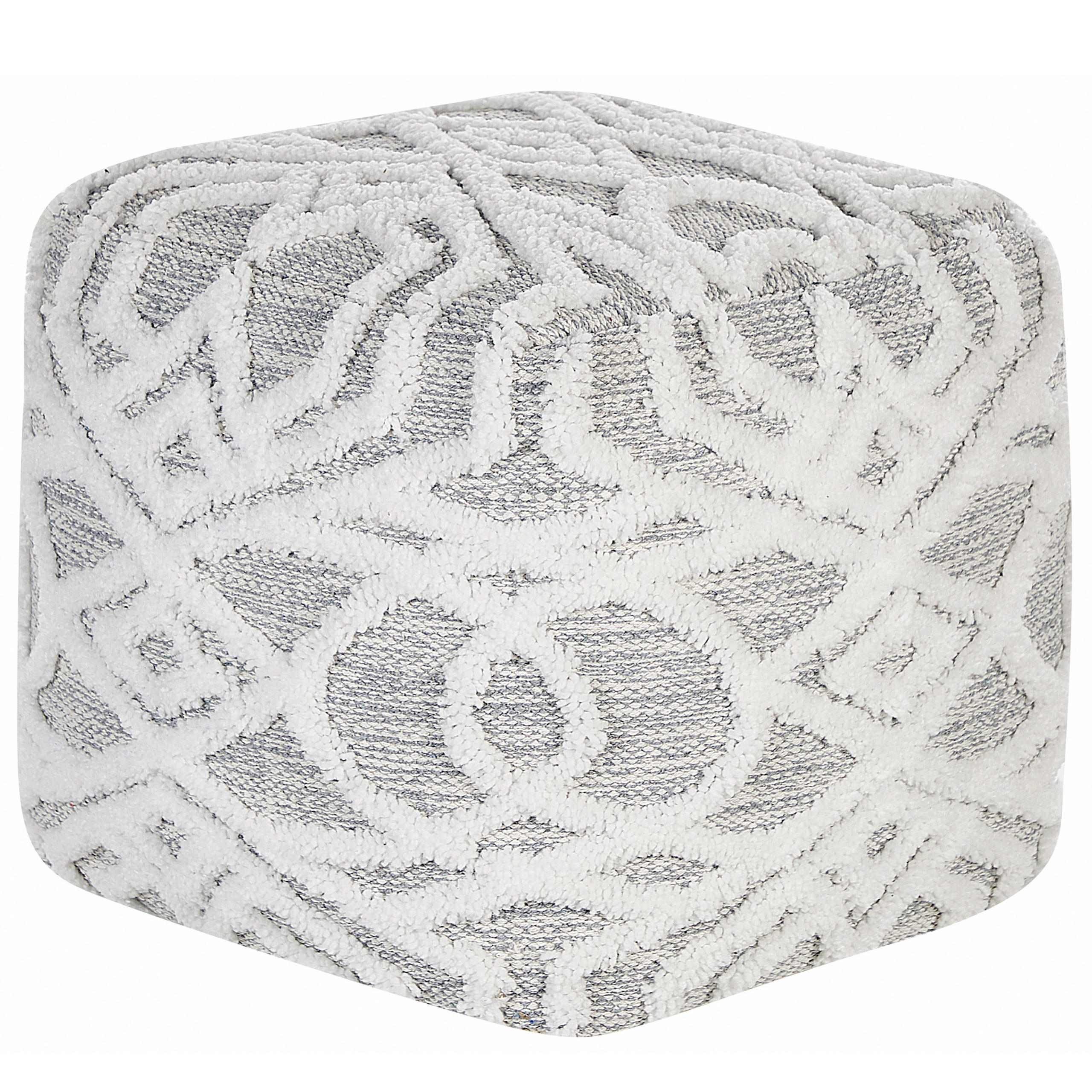 POUF Bhilwara 40/40/40 cm - Weiß, Naturmaterialen/Textil (40/40/40cm) - Beliani
