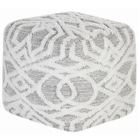 POUF Bhilwara 40/40/40 cm - Weiß, Naturmaterialen/Textil (40/40/40cm) - Beliani