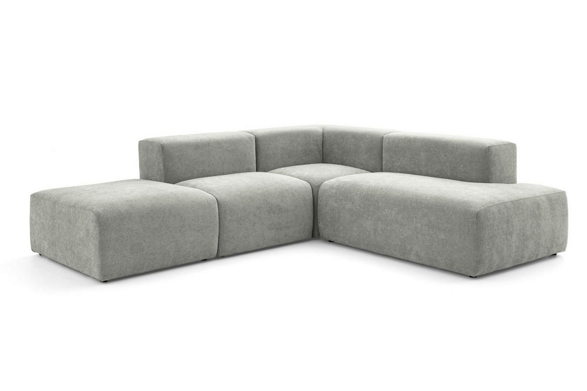 4-SITZER modulares Ecksofa HEAVEN SET 3 Rechts, Breite 270 cm Webstoff Grau - Schwarz/Grau, Holz/Kunststoff (270/245cm) - Muffo