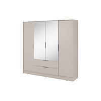 GROSSER Kleiderschrank RICADI 4DL (Kaschmir, Spiegel, 4 Türen, 2 Schubladen, Kleiderstange, Kunststoffgriffe) - Kaschmir/Schwarz, Holz/Holzwerkstoff (206/200/51cm) - Ravio