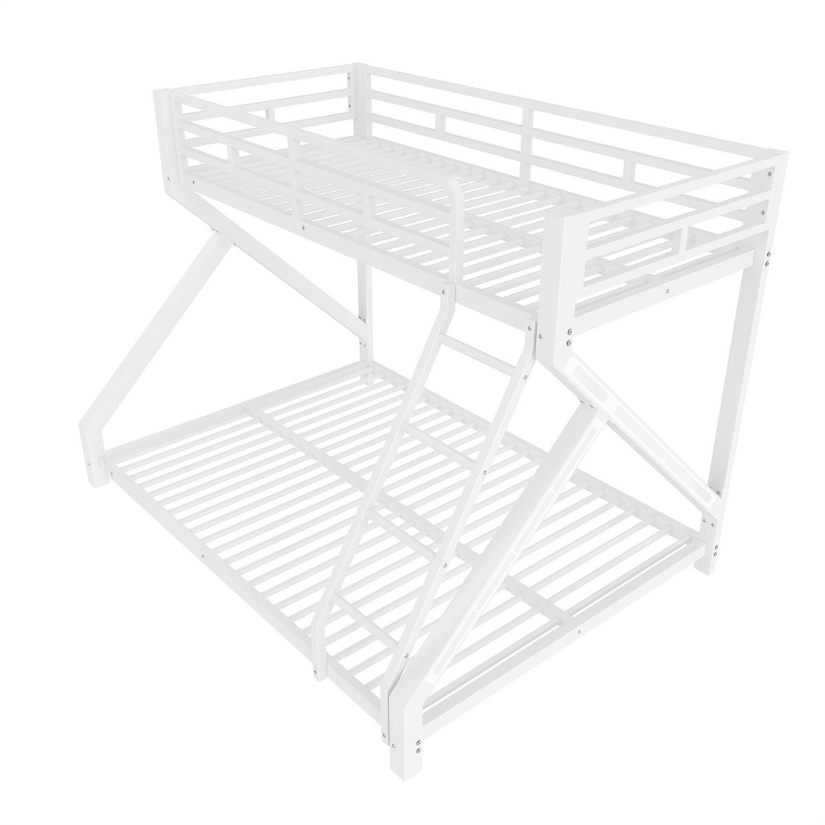 ETAGENBETT 90/200 cm & 140/200 cm in Weiß mit LED, Sicherheitsgeländer und Leiter - Weiß, Metall (90/200cm) - STILVORA