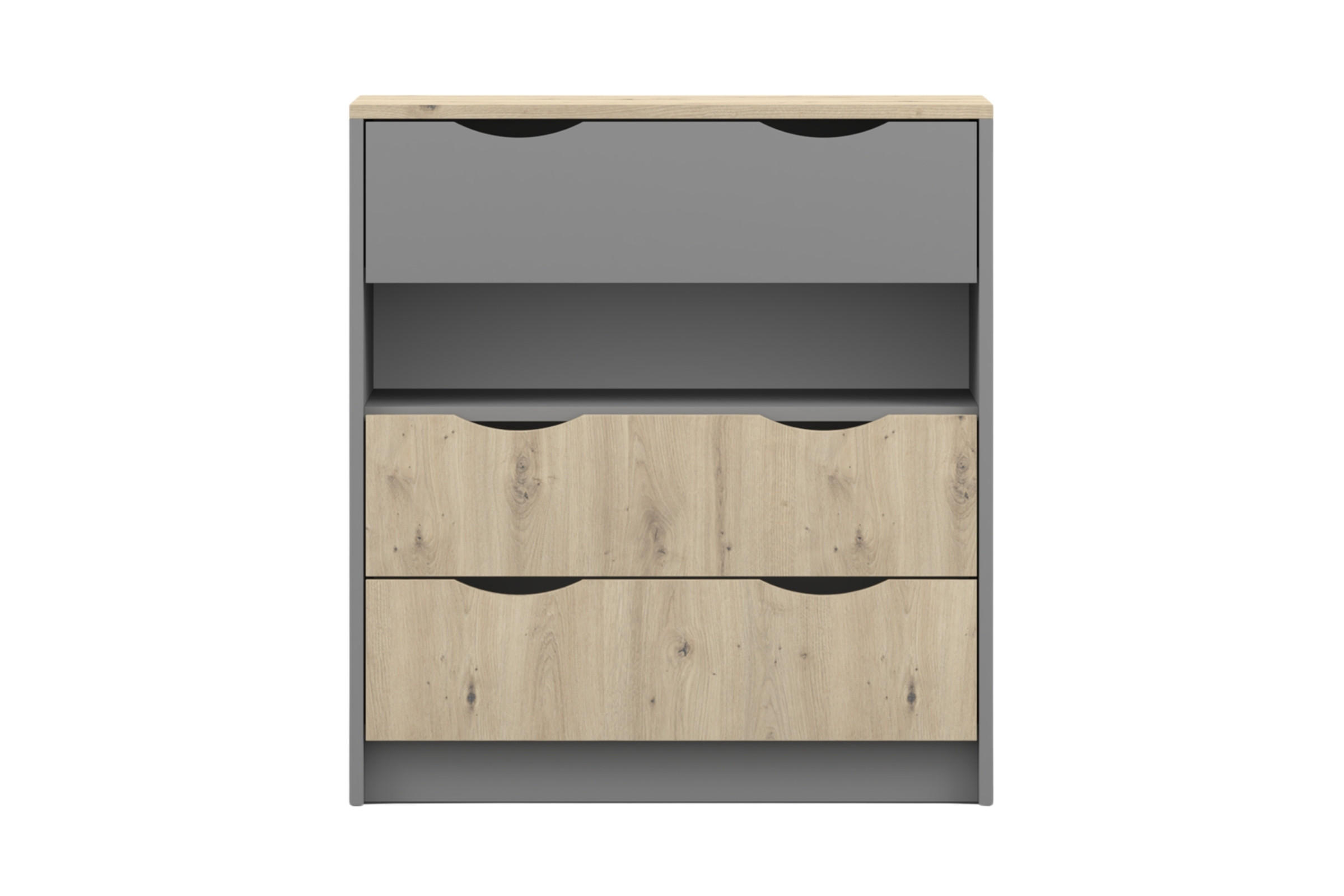 KINDERKOMMODE JUMI 80/91/41 cm in Grau/Eiche Artisan - Eiche Artisan/Grau, Holzwerkstoff (80/91/40cm) - Deine Möbel 24