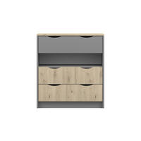 KINDERKOMMODE JUMI 80/91/41 cm in Grau/Eiche Artisan - Eiche Artisan/Grau, Holzwerkstoff (80/91/40cm) - Deine Möbel 24