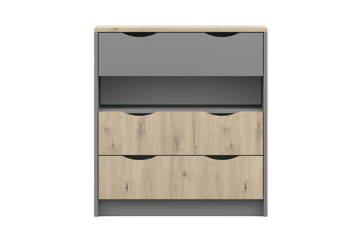 KINDERKOMMODE JUMI 80/91/41 cm in Grau/Eiche Artisan - Eiche Artisan/Grau, Holzwerkstoff (80/91/40cm) - Deine Möbel 24