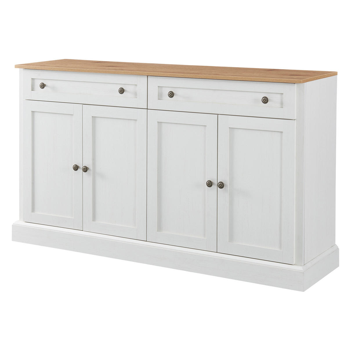 SIDEBOARD mit 4 Türen und 2 Schubladen 150 x 40 x 86 cm Weiß/Natural Wood - Birnbaumfarben, Holzwerkstoff (150/86/40cm) - Meubliv