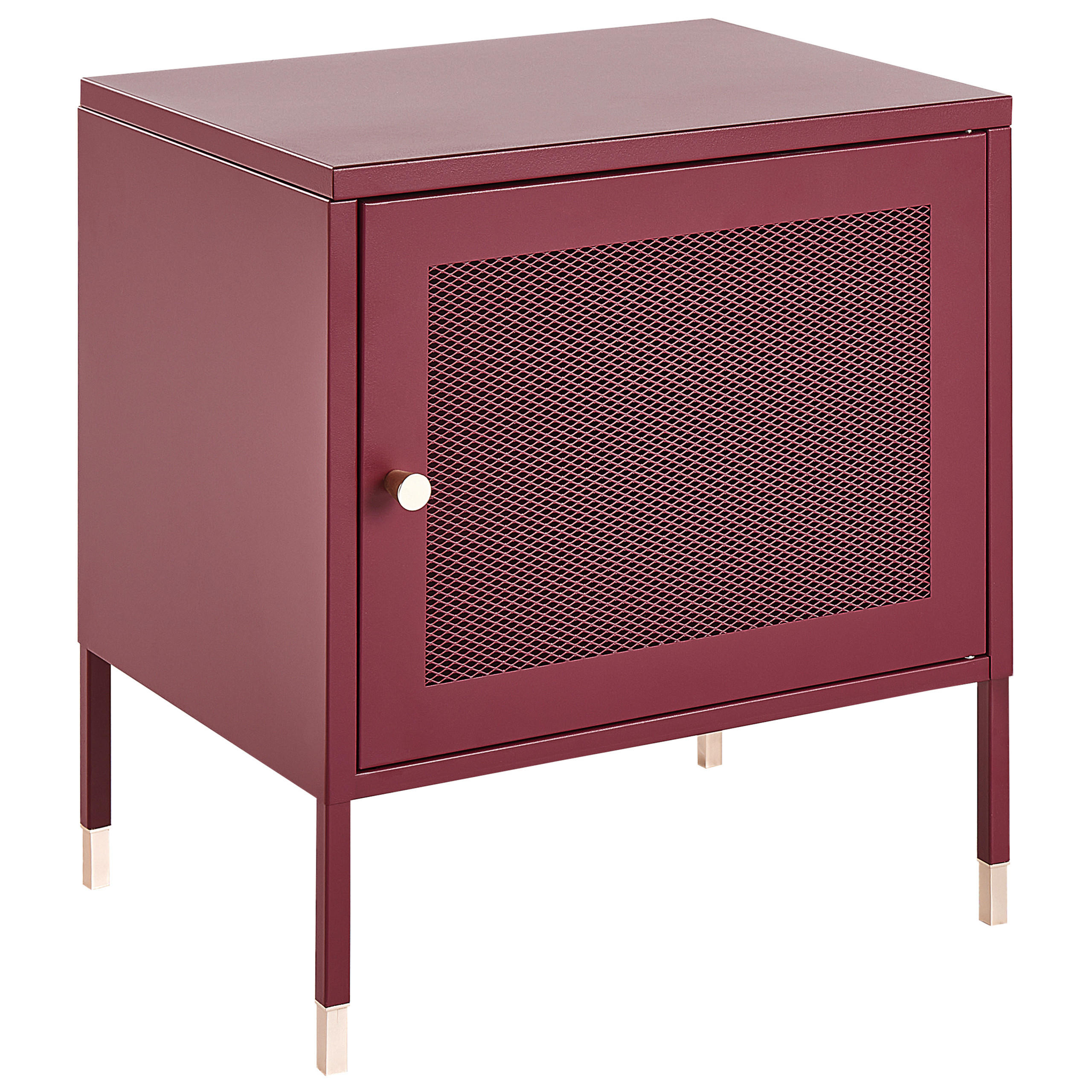 NACHTTISCH Metall dunkelrot 45/35/51 cm Ossett - Rot, Metall (45/51/35cm) - Beliani