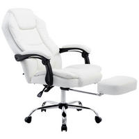 CHEFSESSEL Lederlook Weiß - Chromfarben/Weiß, Textil/Metall (67/114/64cm) - CLP