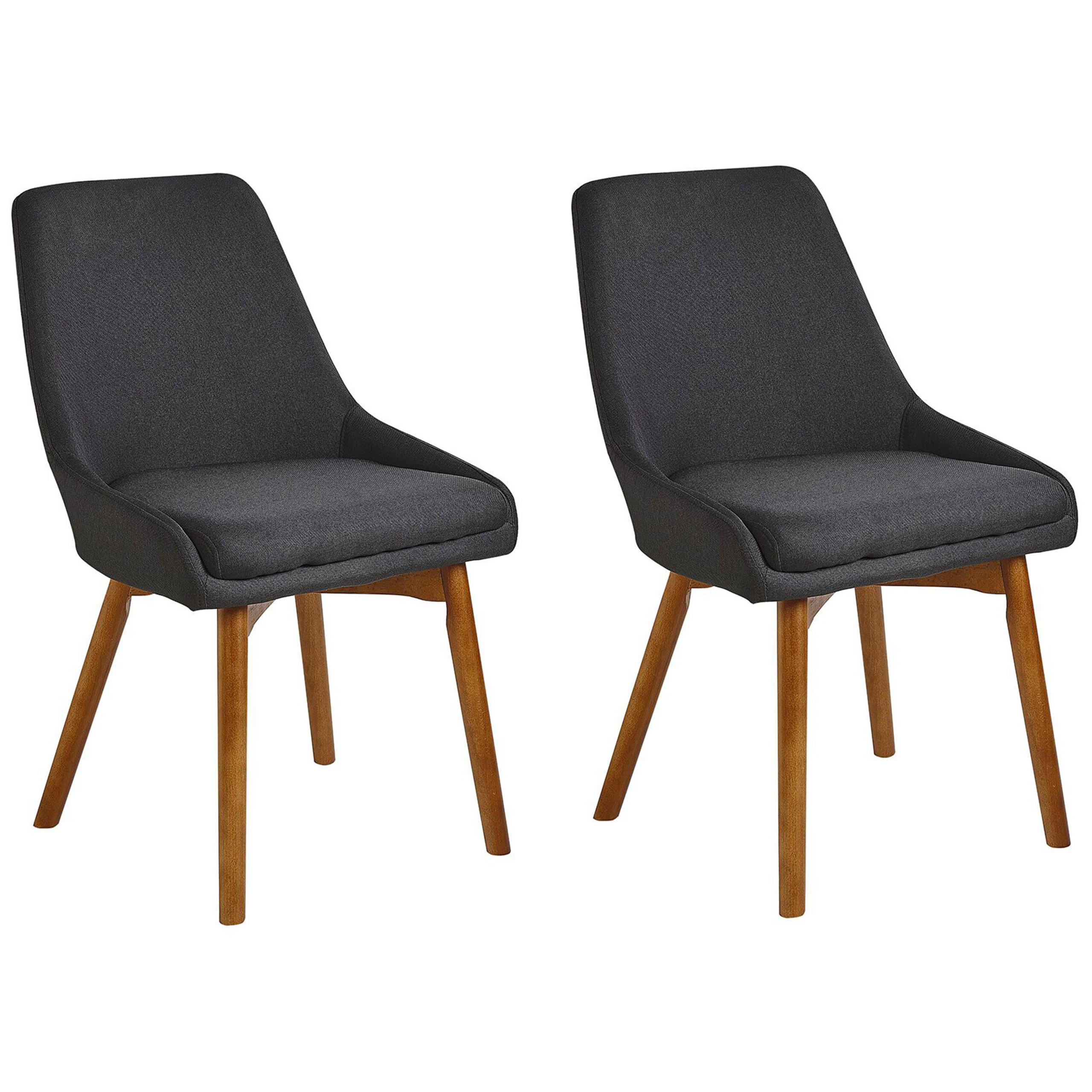 ESSZIMMERSTUHL 2er-Set Polsterbezug Schwarz Melfort - Schwarz, Holz/Textil (49/82/58cm) - Beliani