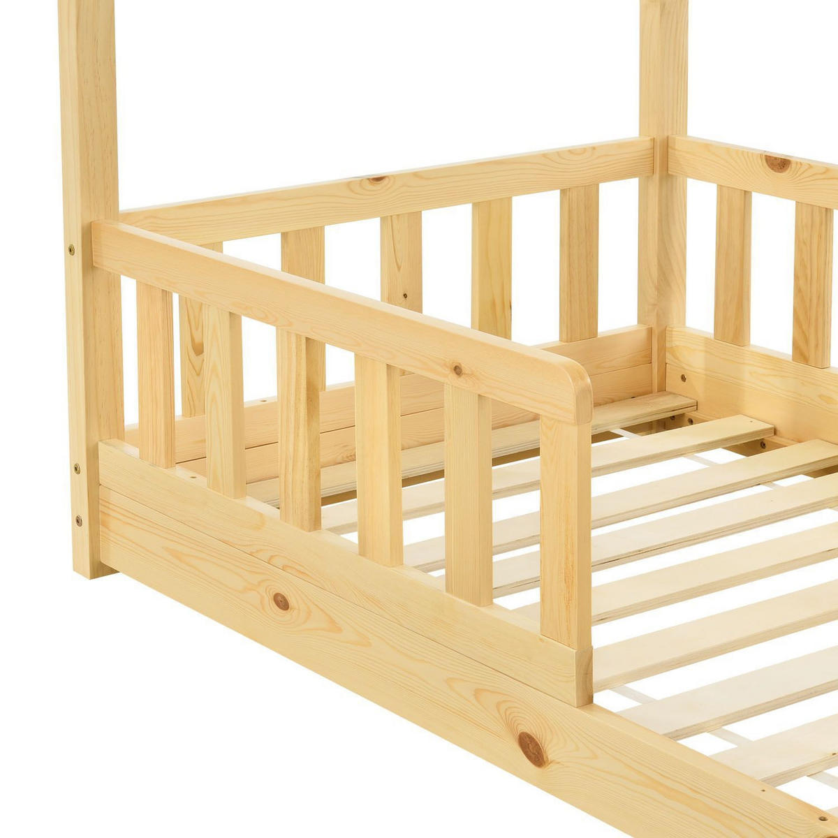KINDERBETT Marli mit Matratze natur 80x160 cm - Naturfarben, Holzwerkstoff (80/160cm) - Juskys