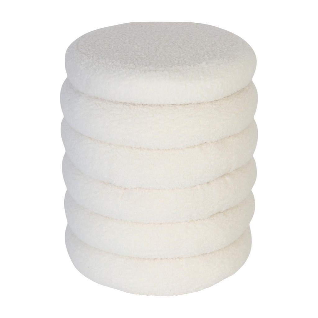 TABURET Alb natural bouclé cu spațiu de depozitare 44x37 cm