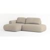 ECKSOFA NUVIRA L-S Beige Geflochtener Stoff mit Schlaffunktion - Beige, Holz (274/165cm) - MASSENO