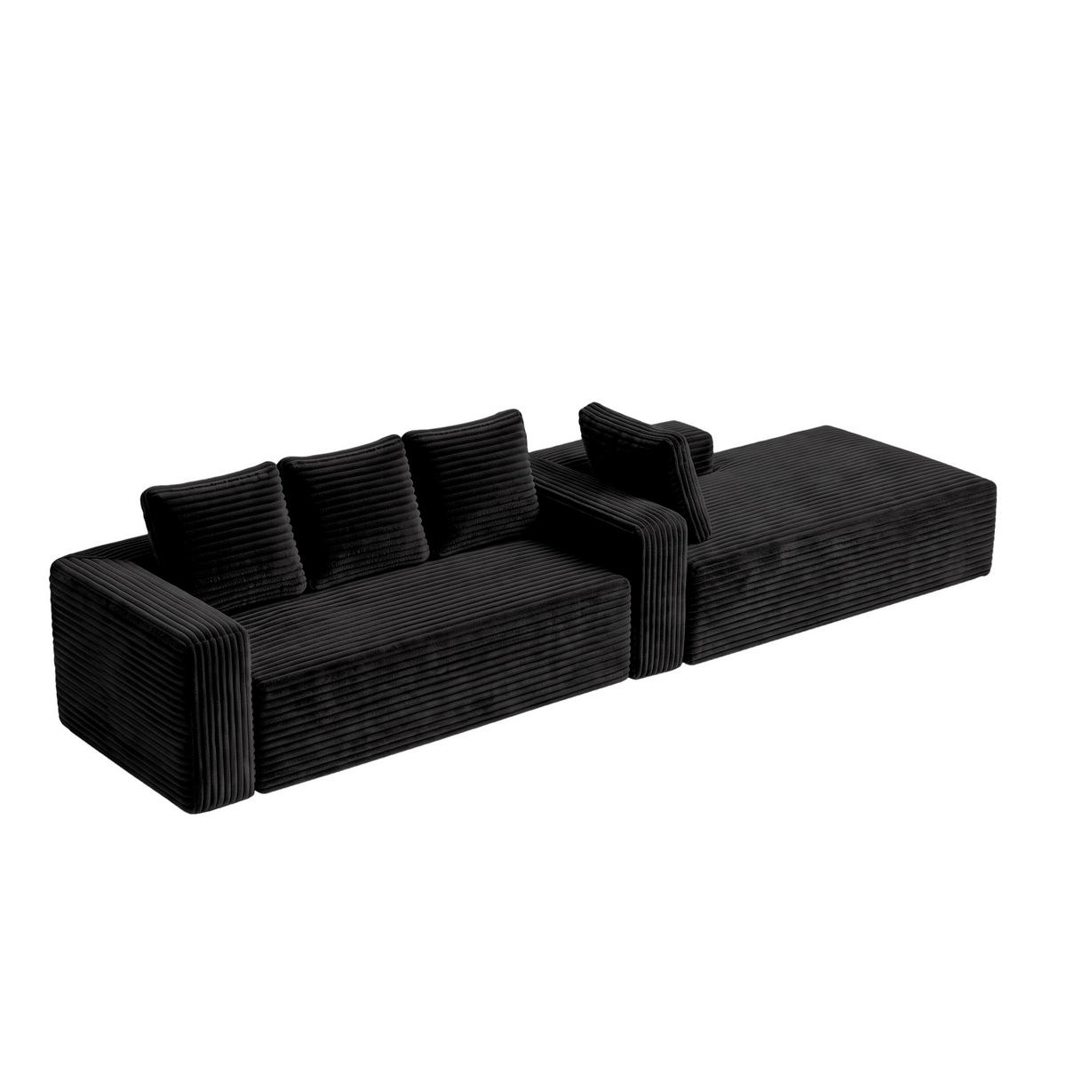 ECKSOFA Cloud L-Form mit linker Chaise, DE-42592, Schwarz - Schwarz, Textil (261/168cm) - ComfortXL