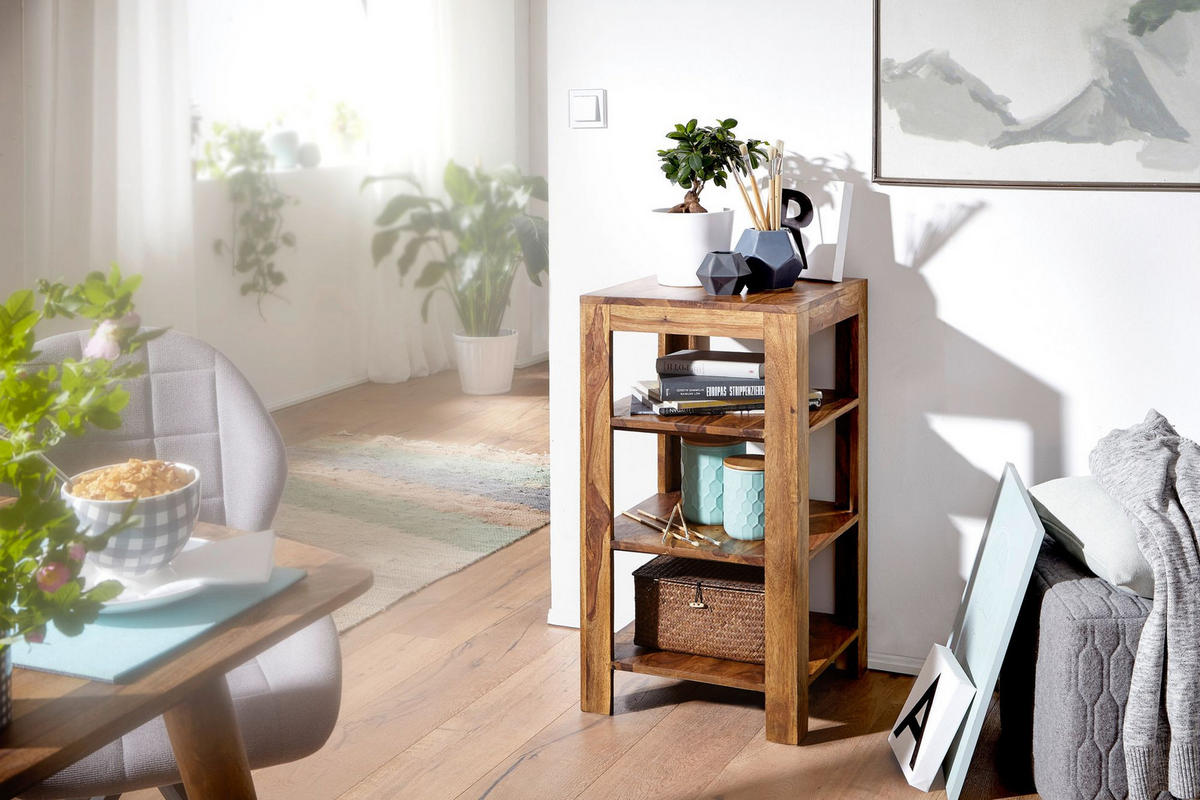 BÜCHERREGAL Massivholz Handgefertigt Pflegeleicht, Braun 44x44x80 cm - Braun, Holz (44/80/44cm) - KADIMA DESIGN