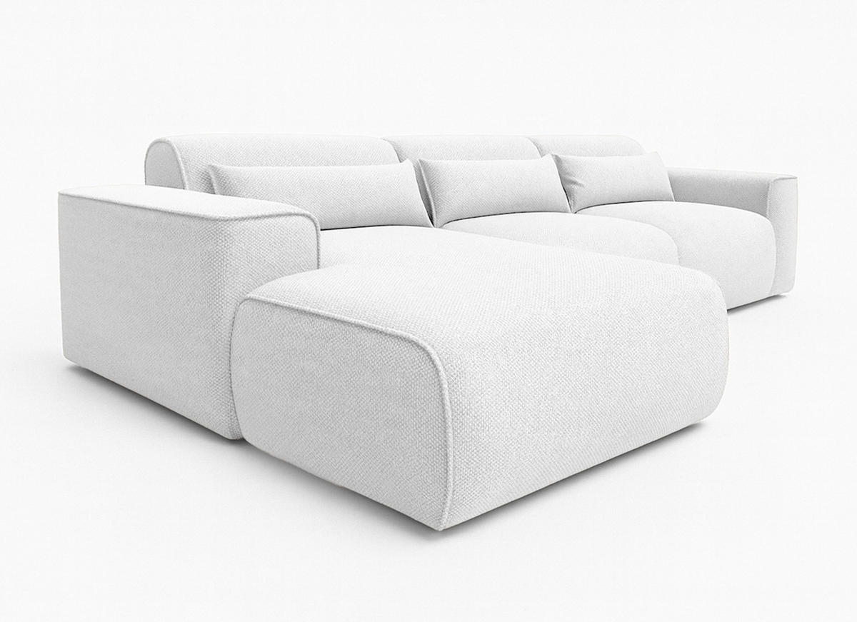 ECKSOFA L Form Ruyam Perlweiß 310/165/78 cm – Schlaffunktion & Bettkasten L - Schwarz/Weiß, Kunststoff/Textil (170/310cm) - AX Living