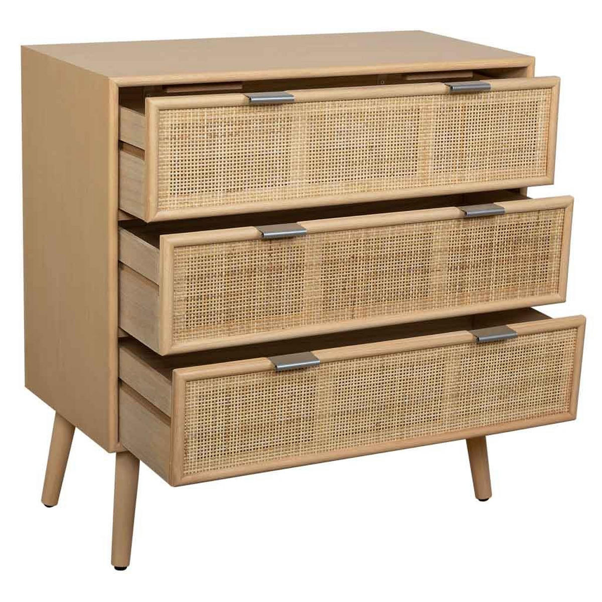 KOMMODE aus Holz und Rattan und Gitter, braun, 75x35x78cm - Braun, Holz (75/78/35cm) - Wanderlust