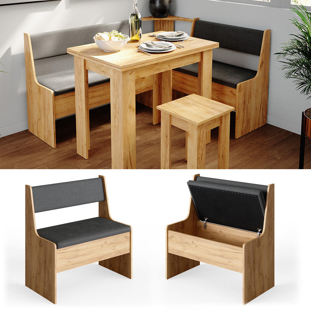 ESSZIMMER-ECKBANK Roman Sandeiche 76.6 x 41.5 cm - Anthrazit/Eiche Wotan, Holzwerkstoff (41.5/80/76.6cm) - Vicco