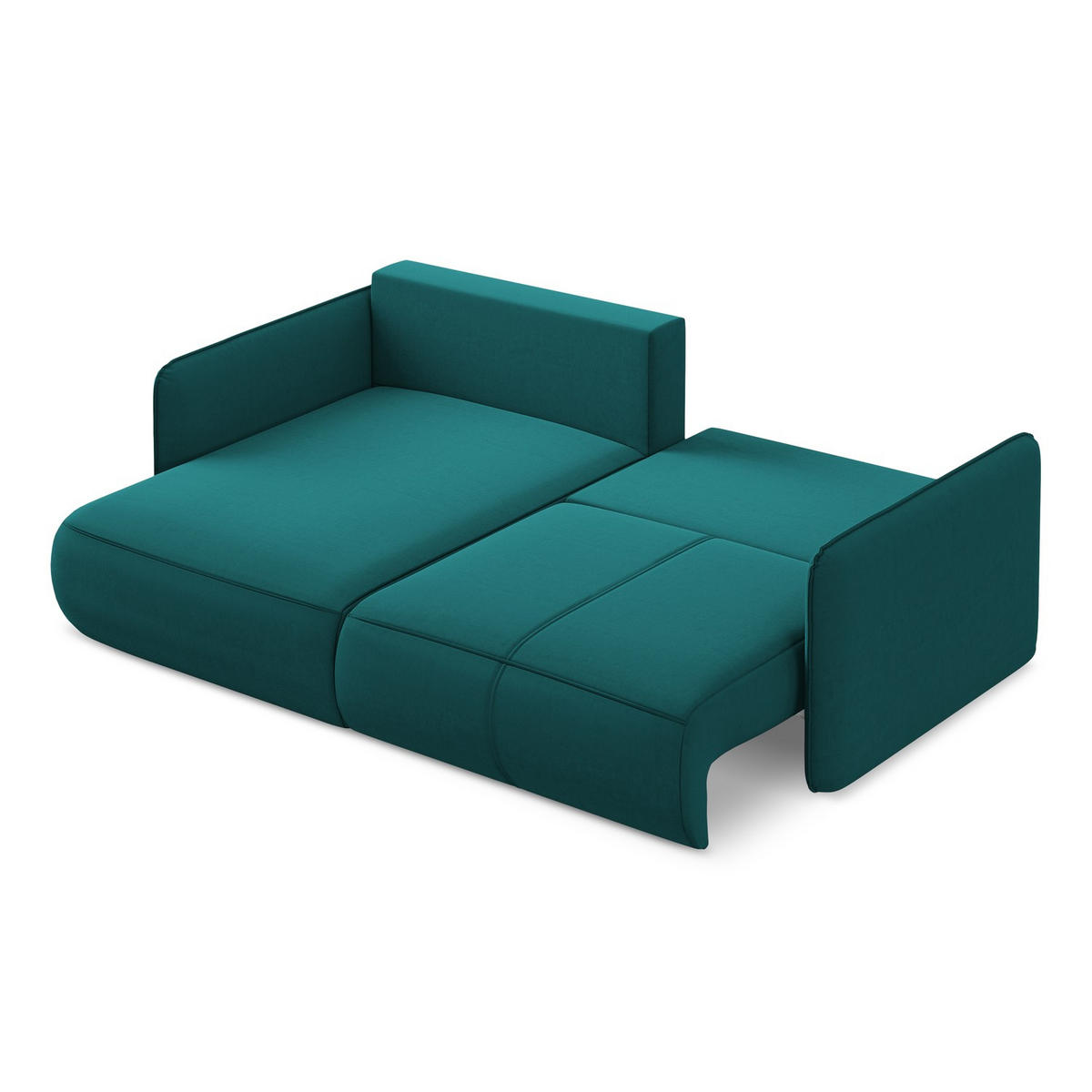 ECKSOFA mit Schlaffunktion Samt Stoff Blau - Blau/Petrol, Kunststoff/Textil (148/207cm) - LaMiaSofa