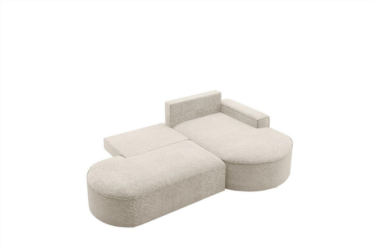 ECKSOFA Girona Mit Schlaffunktion - Creme, Holzwerkstoff/Textil (278/179cm) - Fun Möbel