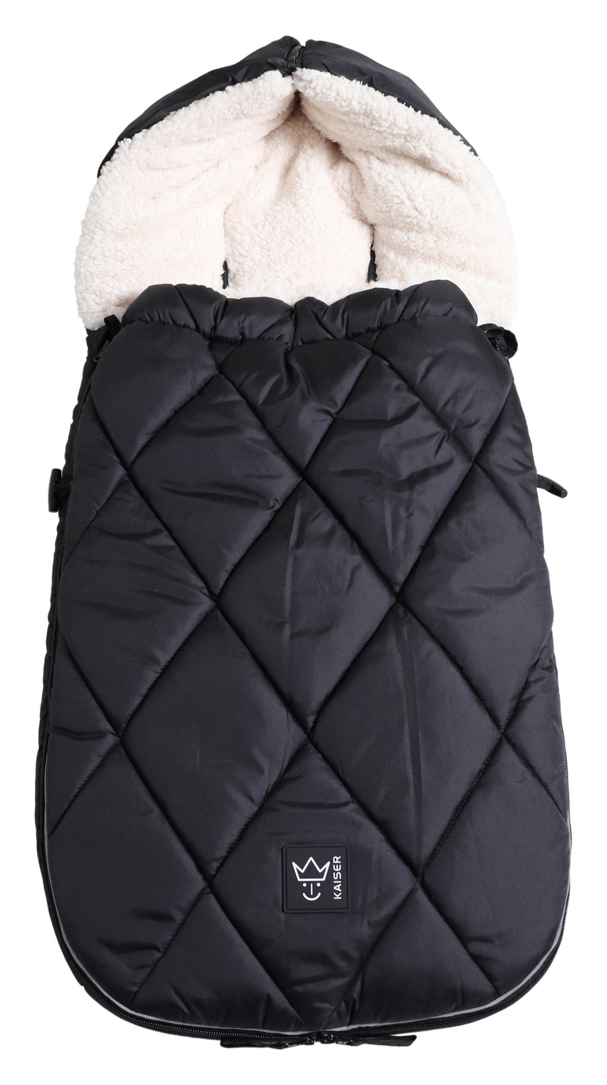 KINDERWAGEN-FUSSSACK XL TOO, black/creme - Schwarz Hochglanz, Textil (46/10/105cm) - Kaiserbaby