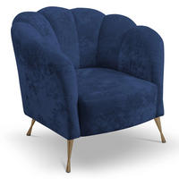 POLSTERSESSEL Adria mit Metallfüßen - Goldfarben/Dunkelblau, Holzwerkstoff/Textil (87/78/83cm) - Ravio