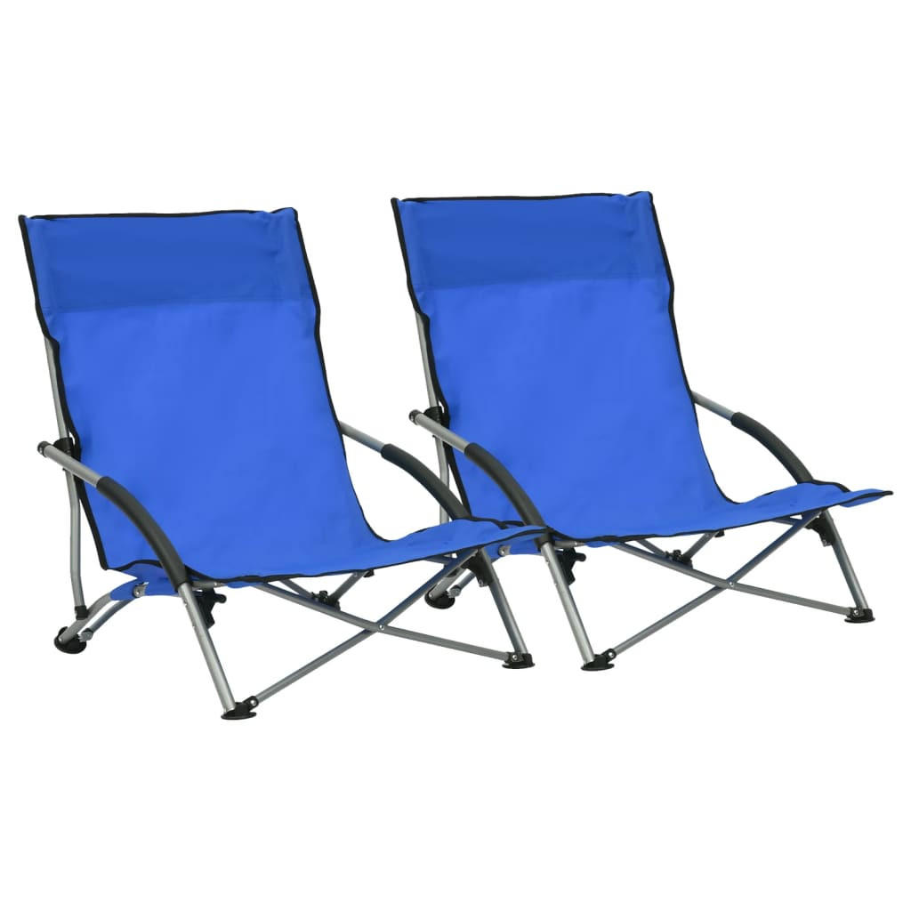 KLAPPBARE Strandstühle 2Er Set Blau Stoff - Blau, Metall (55.5/66/65.5cm) - vidaXL