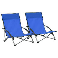 KLAPPBARE Strandstühle 2Er Set Blau Stoff - Blau, Metall (55.5/66/65.5cm) - vidaXL