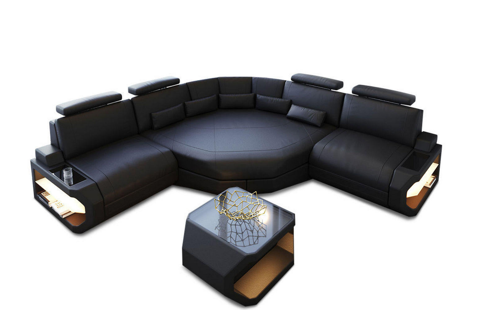 ECKSOFA Asti L Mini - Schwarz, Leder (280/280cm) - Sofa Dreams