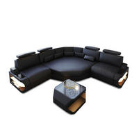 ECKSOFA Asti L Mini - Schwarz, Leder (280/280cm) - Sofa Dreams